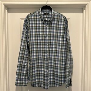 J Crew Mercantile Flex Mens Blue White Green Checkered/Plaid Button Down…
